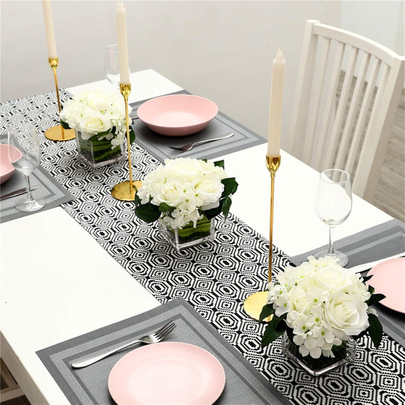 Fule Artificial Silk Rose Flower Centerpiece Arrangement in vase for Home Wedding Decoration (White) - Image 3